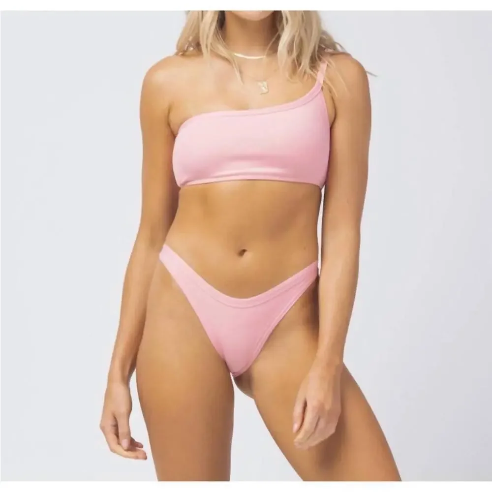 L*Space Bikini Swimsuit Set Axel Top Foley Bottom in Crystal Pink Large NWT